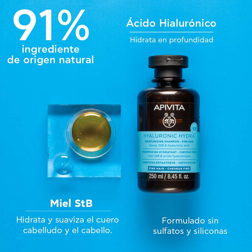 APIVITA Hyaluronic Hydra Shampoo Fine Hair X 250Ml - Image 4