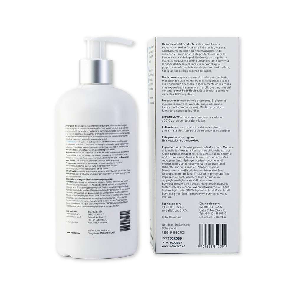 INBIOTECH Aquasense Crema Ultrahidratante X 400Ml - Image 4