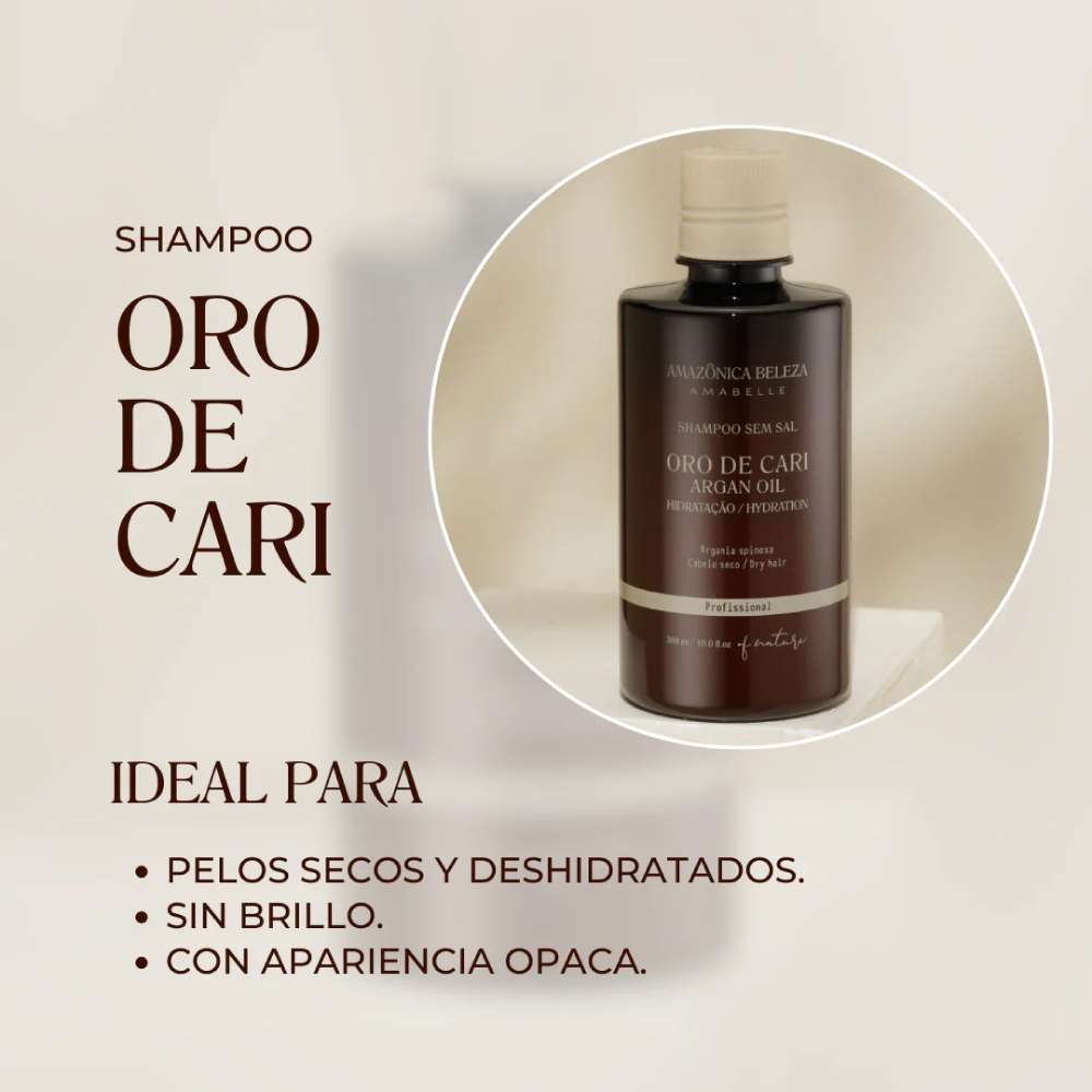 AMAZÓNICA Shampoo Oro De Cari With Argan Oil 300 ml - Image 2