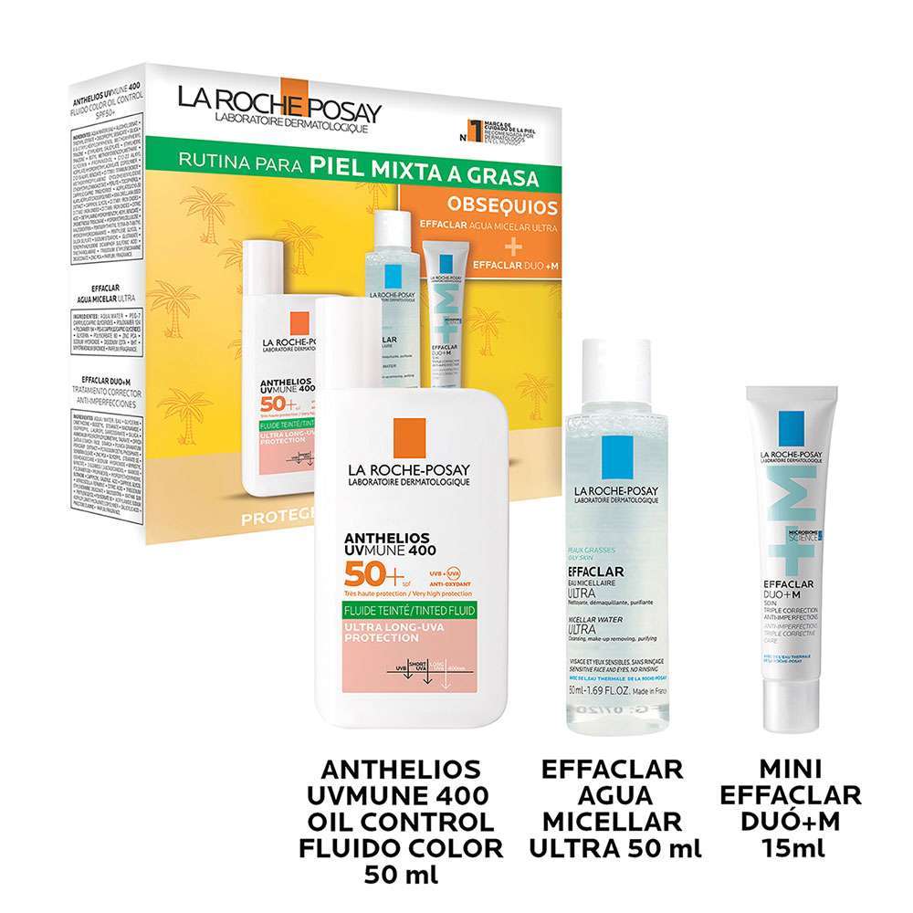 LA ROCHE POSAY Kit Anthelios Fluido Oil Control Con Color + Effaclar Duo+M + Agua Micellar - Image 3